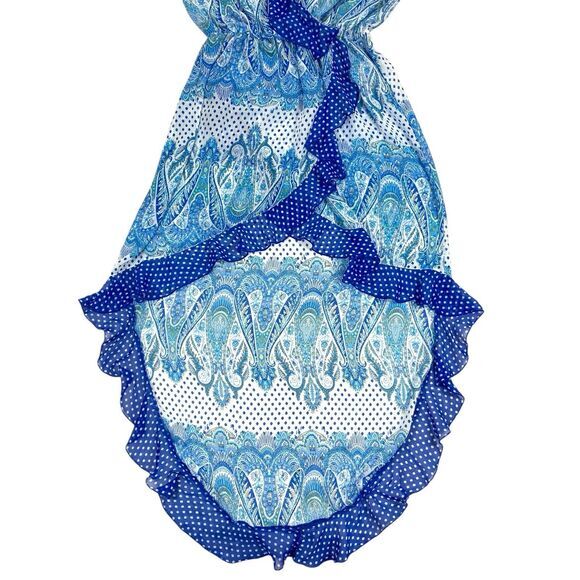 Jessica Simpson Cover Up Women S Blue Ruffle Hem Asymmetrical Boho Beachy Dress - Picture 3 of 9